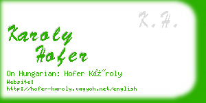 karoly hofer business card